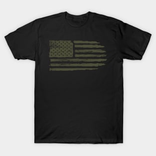 Vintage American Flag With Military Color T-Shirt